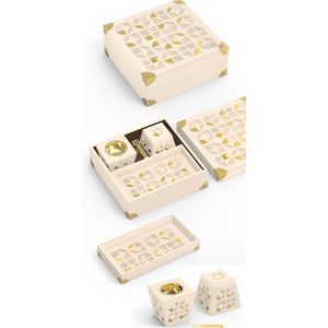 Quemador de Bukhoor Premium de Oriente Medio, Caja de Regalo con Patrón Geométrico Personalizado, Quemador de Oud Mubkhar de Madera para Sala de Estar, Oficina o Majlis - Product Image 1