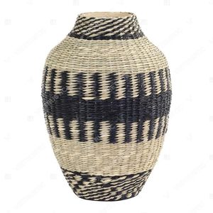 Vietrustic Vintage <b>Black</b> Floral Vase Seagrass Vase For <b>Table</b> Décor Plant Vase - Product Image 2
