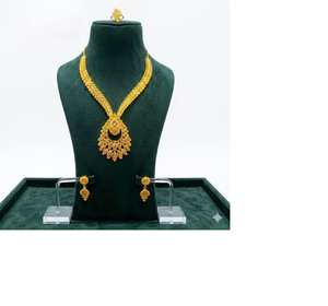 Classic 24K Gold Plated Alloy Necklace Earrings <b>Bracelet</b> <b>Set</b> Flower Design Handmade High Quality Women's Wedding Jewelry - Product Image 6