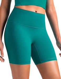 Shorts cyclistes taille haute pour femme, couleur unie, tricoté extensible, style sportif, taille élastique sans couture, vert sarcelle - Product Image 4