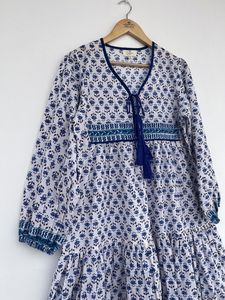 À la mode indien bloc imprimer femmes filles pur coton Maxi robe décontracté été soirée longue Midi en vrac motif naturel chaud! - Product Image 5