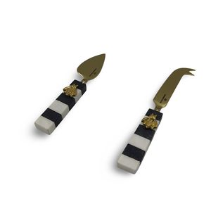 Juego de Cuchillos para Queso de Acero Inoxidable Chapado en Oro de Alta Calidad, Mango de Mármol, Diseño Moderno y Simple, 5 Pulgadas, Apto para Lavavajillas - Product Image 3