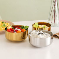 Bol à salade et à soupe en acier inoxydable poli, moderne, à double paroi, isolé, épaissi, pour les voyages, compatible lave-vaisselle, écologique, personnalisé