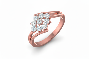 แหวนเพชรลายดอกไม้ทอง 14K สไตล์โมเดิร์น – ดีไซน์รูปทรงไม่สมมาตร |   เครื่องประดับสุดหรูสำหรับผู้หญิง |   เพชรทรงกลมเจียระไนบริลเลียนท์ 0.50 กะรัต - Product Image 4