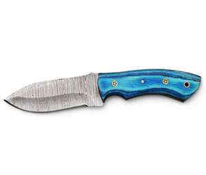 Herramienta de campo para exteriores de acero de Damasco de alto contraste, hecha a mano y personalizada, con mango de madera Pakkawood azul turquesa - Product Image 5