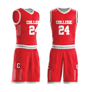 Ensemble maillot et short de basket-ball rouge unisexe grande taille pour l'été, respirant, anti-UV, en polyester, vêtements de sport - Product Image 6