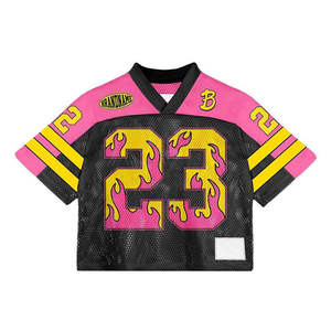 Camiseta deportiva holgada de malla estilo fútbol americano con logo personalizado, estilo casual urbano, camiseta de rugby de alta calidad con estampado unisex. - Product Image 6