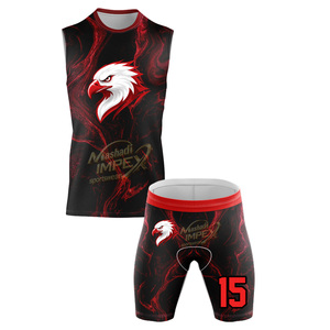 มาชาดี อิมเพ็กซ์ชุดเสื้อบาสเก็ตบอลชาย พิมพ์ลายอินทรีสีแดงดำ ดีไซน์ระบายความชื้น ทรงสปอร์ต - Product Image 4