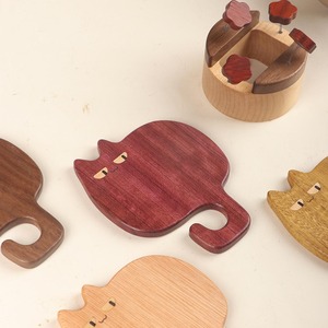 ชุดจานรองแก้วไม้รูปแมวน่ารัก ป้องกันรอยน้ำและสิ่งของหกเลอะเทอะ ใช้ได้ทั้งเครื่องดื่มร้อนและเย็น - Product Image 2