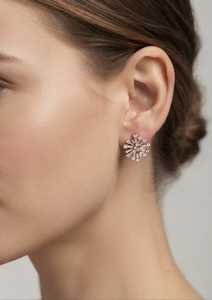 Pendientes de Diamantes Cultivados en Laboratorio en Oro Rosa, Diseño Floral, Joyería para Fiestas, Bodas y Compromisos - Product Image 4