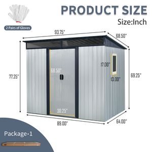 Abri de jardin en métal blanc et noir de 8 pi x 6 pi avec fenêtre et plaque transparente pour jardin ou pelouse - Product Image 5