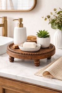 Handcrafted Polished Wood Display Block Pedestal Stand Multipurpose Holder Modern Serving Platform Decorative Home <b>Table</b> Accent - Product Image 5