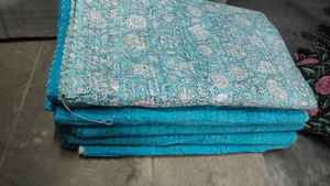 Handmade Indian Cotton Kantha Quilt <b>Vintage</b> Patchwork Bedspread Bohemians Customized Size Anti-static Floral Pattern 600TC - Product Image 3