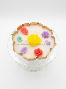 Bougie décorative artisanale en laiton en forme de lotus, sculptée dans la cire florale, à plusieurs mèches, pour bol à bougie, vente en gros - Product Image 2