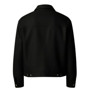 Veste en laine mélangée sur mesure pour homme en noir avec fermeture éclair, design élégant, tissu de haute qualité et coupe confortable pour la mode - Product Image 2