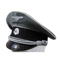 Casquette Képi allemande M43 SS Panzer de la Seconde Guerre mondiale avec visière de ski et insignes, 100% laine, style à carreaux, visière incurvée, unisexe, décontractée, toutes saisons, broderie à la main