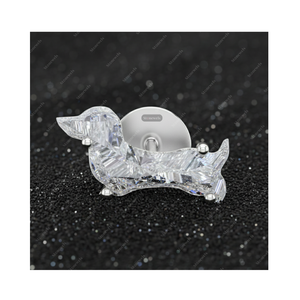 Regalos de Navidad, Pendientes de Plata de Ley 925 Chapados en Oro Fino con Diamante Cultivado en Laboratorio de 3 Quilates con Certificación GIA IGI, Diseño de Perro Salchicha, para Él y para Ella - Product Image 1