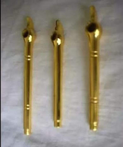 Juego de Pipas para Fumar de Metal Dorado, Forma Irregular Pulida, Grabadas a Mano, Pipas Medwakh Coleccionables para Dokha - Product Image 3