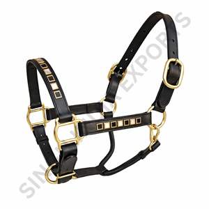 SIE - Cabestro Ajustable de Cuero Genuino Negro y Blanco para Exhibición Ecuestre, Doble Capa Acolchada Premium con Herrajes de Latón - Product Image 2