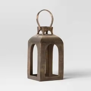 <b>Brass</b> <b>Lantern</b> Candle Holder Flameless Home Decoration Square Metal <b>Lantern</b> for Indoor Outdoor Use - Product Image 6