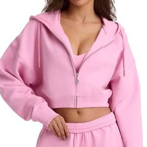 Conjunto de chándal de peso pesado personalizado pantalones de pierna ancha y Sudadera con capucha y cremallera conjunto de ropa de marca de lujo al por mayor conjunto deportivo de entrenamiento para mujer - Product Image 2