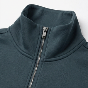 Sudadera personalizada de cuello alto con media cremallera y bolsillo canguro, antiarrugas, color verde azulado oscuro, para mujer - Product Image 5