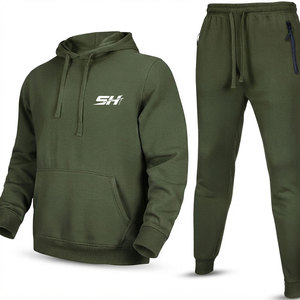 Conjunto deportivo de hombre en tejido de algodón suave tipo felpa, ideal para caminar, trotar, correr, uso en interiores y exteriores, con sudadera con capucha y pantalones. - Product Image 3