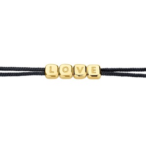 Wholesale 18K Real Gold <b>LOVE</b> Letter Cube Charm Black Cord <b>Bracelet</b> Personalized Valentine Gift Women Fine Jewelry OEM Custom - Product Image 1