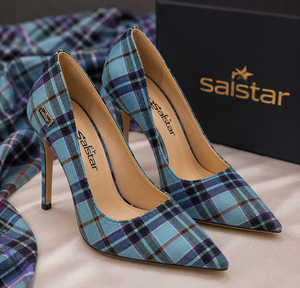 Luxury Scottish Tartan High Heel Pumps | Women's <b>Pointed</b> Toe Stiletto Shoes | Custom Logo - Product Image 4