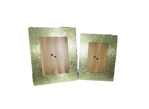 Rectangle Metal Photo <b>Frame</b> with Embossed Pattern Brass Finish Durable Decorative Home Wall Art - Product Image 5