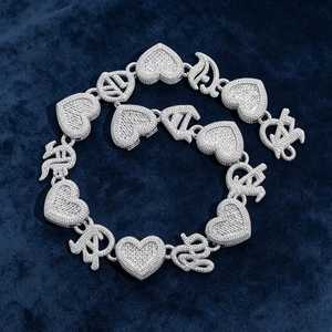 Collier Statement Unisexe de Luxe en Moissanite Taille Cœur, Chaîne à Maillons en Argent 925 Plaqué Rhodium, Bijou - Product Image 2