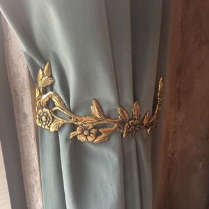 Attache de rideau florale, attache de rideau en métal, attache de rideau de luxe, support de rideau de fenêtre, pour la maison et l'hôtel, en laiton et aluminium - Product Image 1