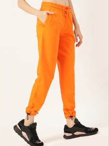 Pantalon de survêtement décontracté en coton orange pour femme avec taille élastique, cordon de serrage et poches latérales – Idéal pour l'automne - Product Image 4