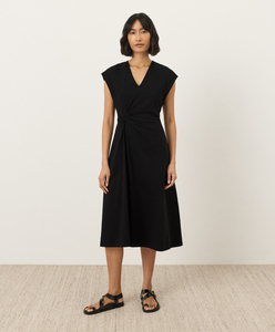 Produits Tendances Nouveautés Fabricant Vêtements de Mode Personnalisés Robe Modeste à Manches Courtes et Torsadée Robe Midi Décontractée Unie Printemps - Product Image 1