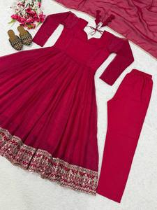 ชุดเดรส Anarkali Salwar Kameez ประดับตกแต่งสวยงาม ขายดีที่สุด ชุดแต่งงานแบบดั้งเดิมสำหรับผู้หญิง ชุดเดรส Diwali อบายา คาฟตันสำหรับผู้หญิง - Product Image 4