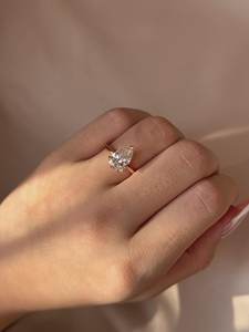 2 Carat Pear Cut Lab Grown Diamond <b>Solitaire</b> Engagement <b>Ring</b> 18K Gold Plated Trendy Design for Anniversary - Product Image 6