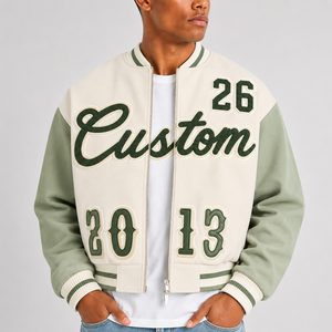 Blouson universitaire personnalisé pour homme en tissu de laine avec broderie personnalisée et logo frontal pour les acheteurs d'articles vestimentaires scolaires américains pour l'hiver - Product Image 1