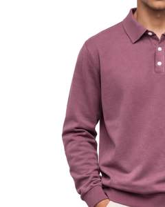 Sudadera Polo Personalizada para Hombre, Color Rosa Polvoriento, Manga Larga, Cuello Tipo Polo, Mezcla de Algodón, Informal, Otoño Invierno, OEM, Venta al Por Mayor - Product Image 4