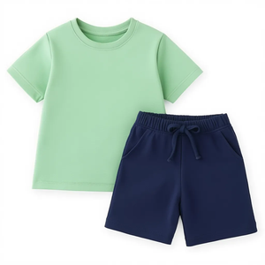 Ensemble de vêtements d'été légers pour enfants, haut et short, tenue décontractée respirante pour enfants, options de taille personnalisée, vente en gros - Product Image 3