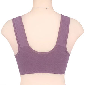 Soft Cotton Cup Front Zipper Middle Aged Underwear Ladies No Steel <b>Ring</b> Vest Lace <b>Adjusted</b>-straps Large <b>Size</b> Bra Breathable Sexy - Product Image 3