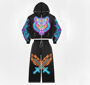 Sweat-shirt technique pour homme, imprimé néon cyberpunk, streetwear, circuit électronique, sublimation numérique, motif pulsé - Product Image 6