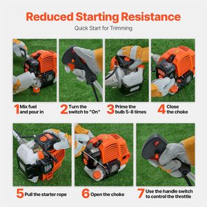 Desbrozadora de gasolina de 2 tiempos y 51.7 CC, inalámbrica, multifuncional, de 16.9 pulgadas, para bordear césped y cortar malas hierbas - Product Image 6