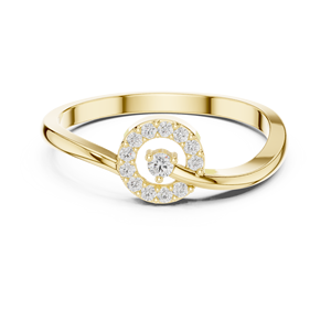 Custom Yellow Gold Diamond Spiral <b>Circle</b> <b>Ring</b> for Women Minimalist Round Open Band Promise Fine Jewelry Gift - Product Image 3