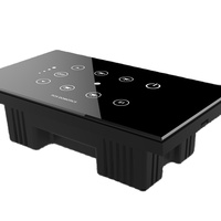 Interrupteur intelligent sans fil en verre à 4 boutons avec télécommande IR et intégration vocale Google Alexa, Fox Domotics LED Mirror Touch 12V