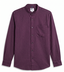 Camisa de Verano para Hombre Enovate, Casual, Texturizada, Cuello Mao, Doble Botonadura, Manga Larga, 100% Algodón, Transpirable, ODM - Product Image 1