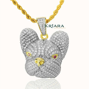 Pendentif chien en diamant de laboratoire, argent 925 plaqué or 18 carats, taille ronde, unisexe, charm animal mignon, pour usage quotidien - Product Image 4