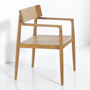 Fauteuil de jardin en teck massif de qualité supérieure, résistant aux intempéries, avec dossier en corde, pour hôtel, complexe hôtelier et restaurant - Product Image 1