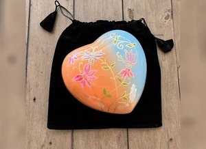 <b>Top</b> Best Selling Keepsake Heart Enamel Urn with <b>Butterfly</b> Design Black Base Decorative Stand Included Keepsake Heart Urn - Product Image 5