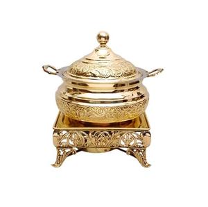 Recipiente para Buffet de Latón con Diseño Grabado para Banquetes y Hoteles, Equipo para Alimentos, Recipientes Metálicos Dorados Brillantes - Product Image 1