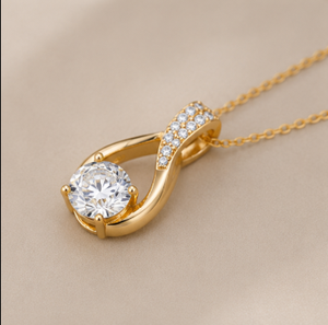 AMBER JEWELS Collier unisexe avec pendentif en zircon plaqué rhodium, taille marquise, serti griffe goutte d'eau, chaîne maille forçat, style classique - Product Image 3
